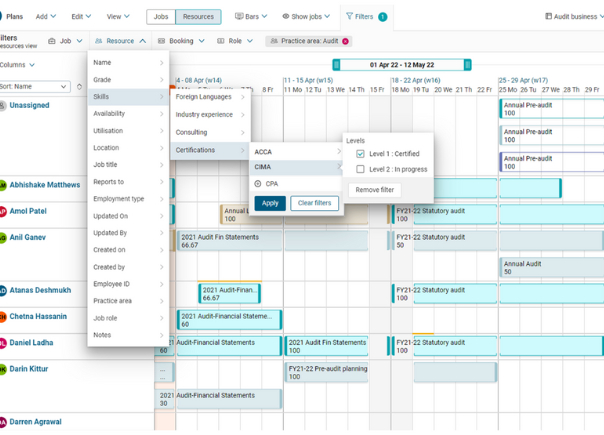 Resource project tracking software