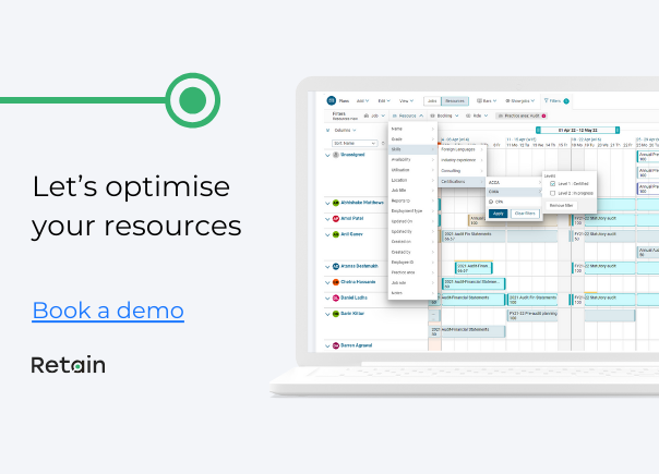 Optimise your resources with Retain's resource scheduling software