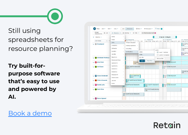 Still using spreadsheets for resource planning in project management cta